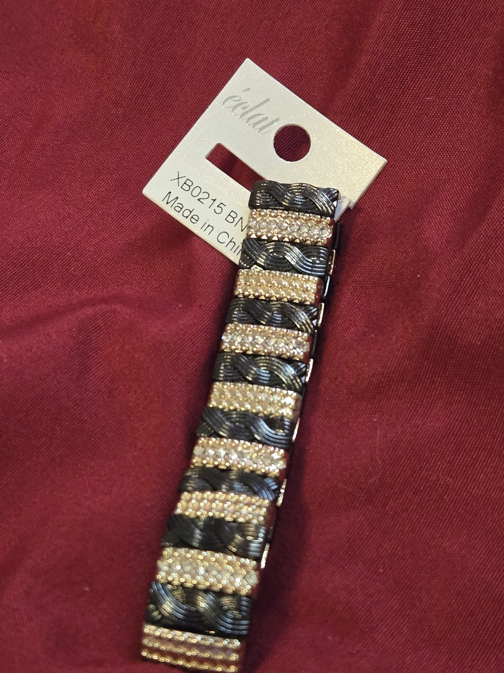 Gold and Black Crystal Stretch Bracelet by